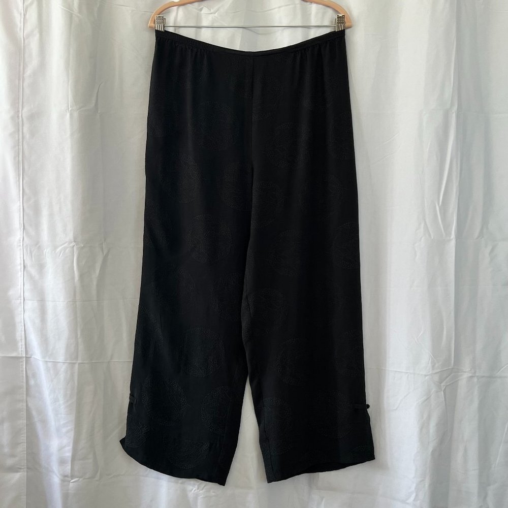 Citron Black Silk Wide Leg/Culotte Pants Sz S-M